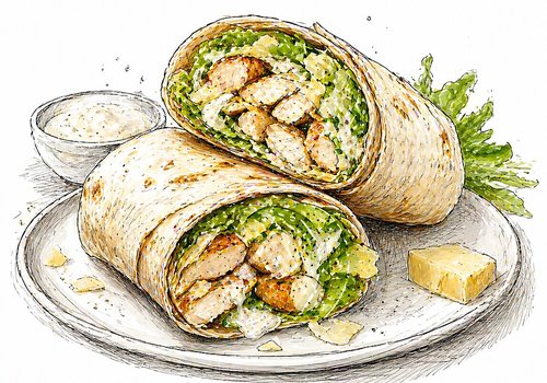 Рулет с курицей и соусом Цезарь — быстрый рецепт