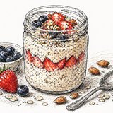 Ленивый завтрак: овсянка с молоком и ягодами