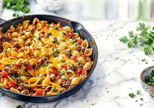 Паста с фаршем и сыром — простой рецепт